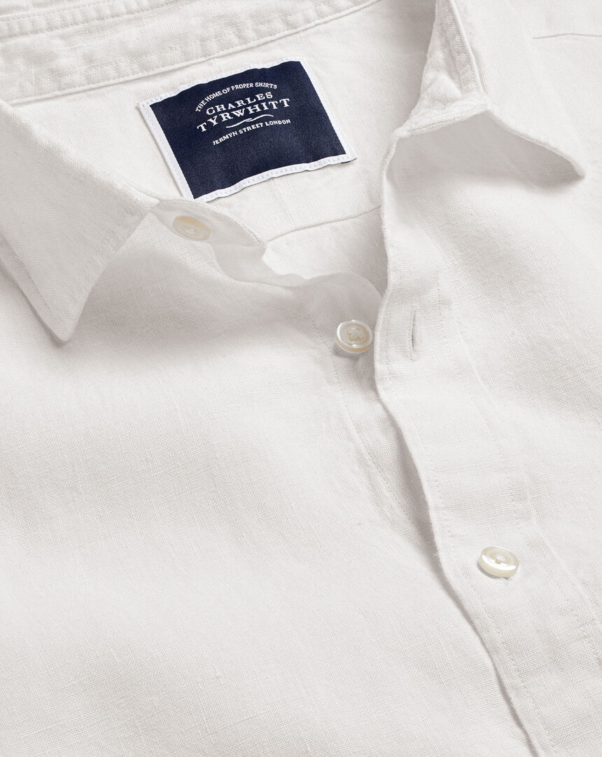 Guide London Pure Cotton Soft and Light Texture Mens Short Sleeve Shirt Medium White 